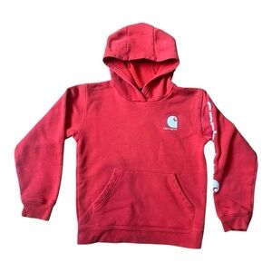 Carhartt Girls/ Boys Long-Sleeve Graphic Hoodie – Size M (10/12) – Red/Tango